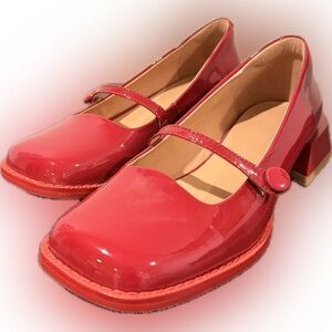Women’s Red Patent Mary Jane Block Heel Pumps